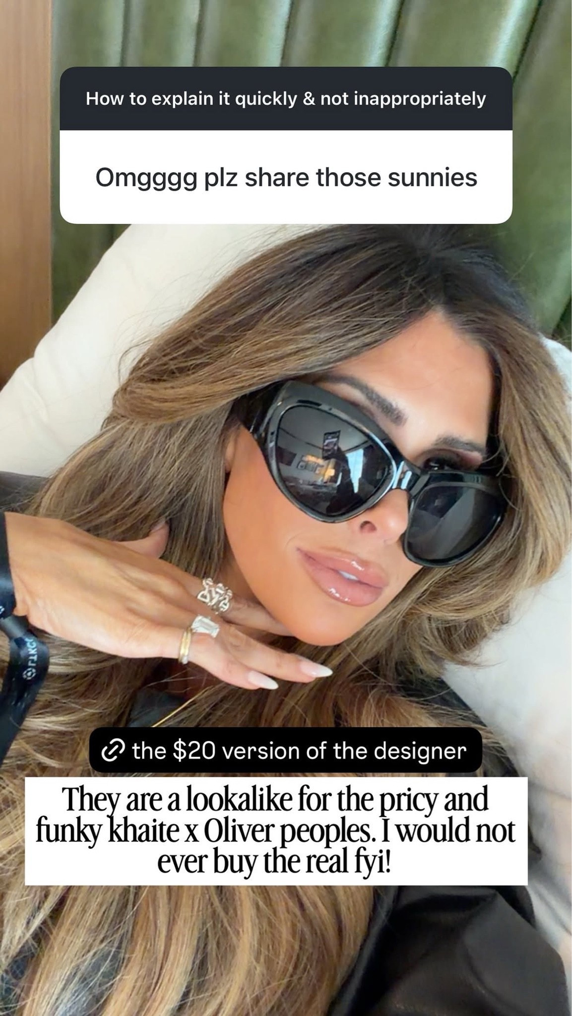 LOTS of questions about my sunnies! These are Khaite x Oliver Peoples 1976C lookalikes but AMAZON!! 

Amazon finds, Amazon fashion, Sunglasses, Trending sunglasses, Looks for less, Gemme Beauty, Emily Gemma

#LTKdayinmylife #LTKCon #LTKBeauty