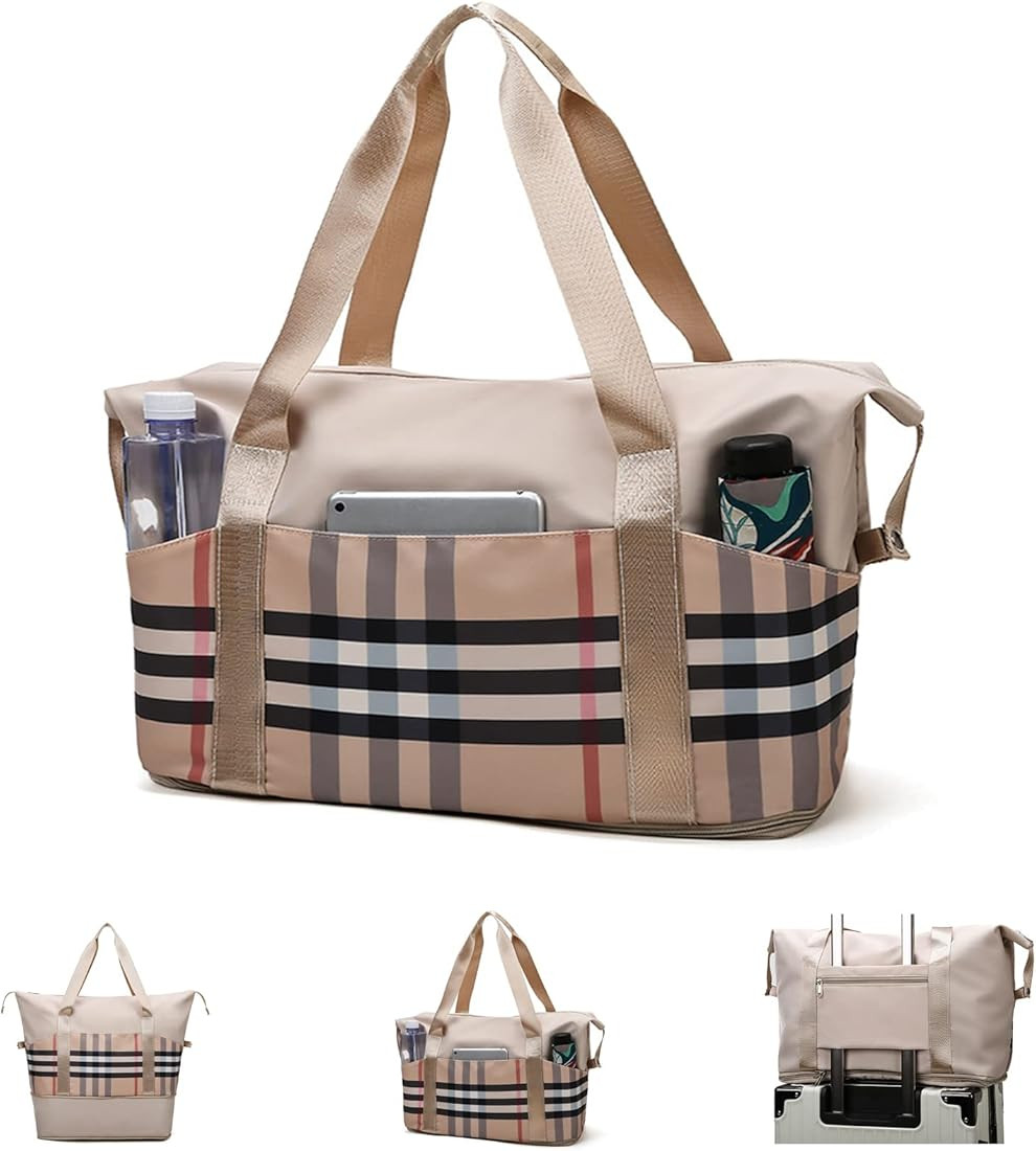 Neywry Womens Travel Bags,Khaki Large Capacity Carry On Tote Bag,Expandable Duffel Bags With Trol... | Amazon (US)