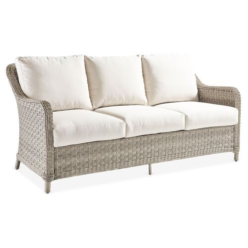 Mayfair Wicker Sofa, Gray/Canvas | One Kings Lane