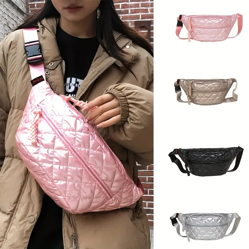 Trendy Padded Chest Bag, Argyle Quilted Crossbody Bag, Lightweight Puffer Waist Bag For Autumn Wi... | Temu Affiliate Program