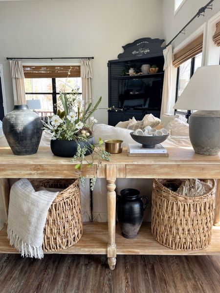 Console table spring styling inspiration sofa table, vases, greenery lamp baskets 

#LTKSeasonal #LTKFind #LTKhome