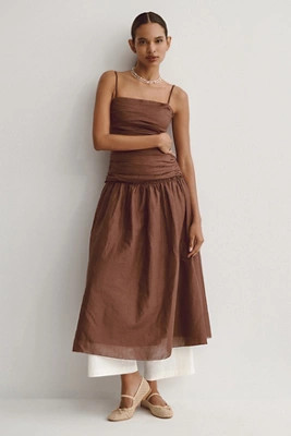 La Maise Studio Gathered Drop-Waist Maxi Dress | Anthropologie (US)