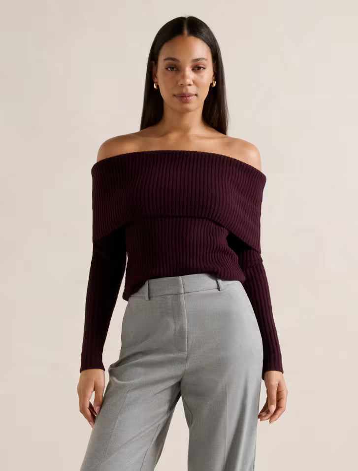 Ashley Ribbed Knit Bardot Top | Ever New (CA)