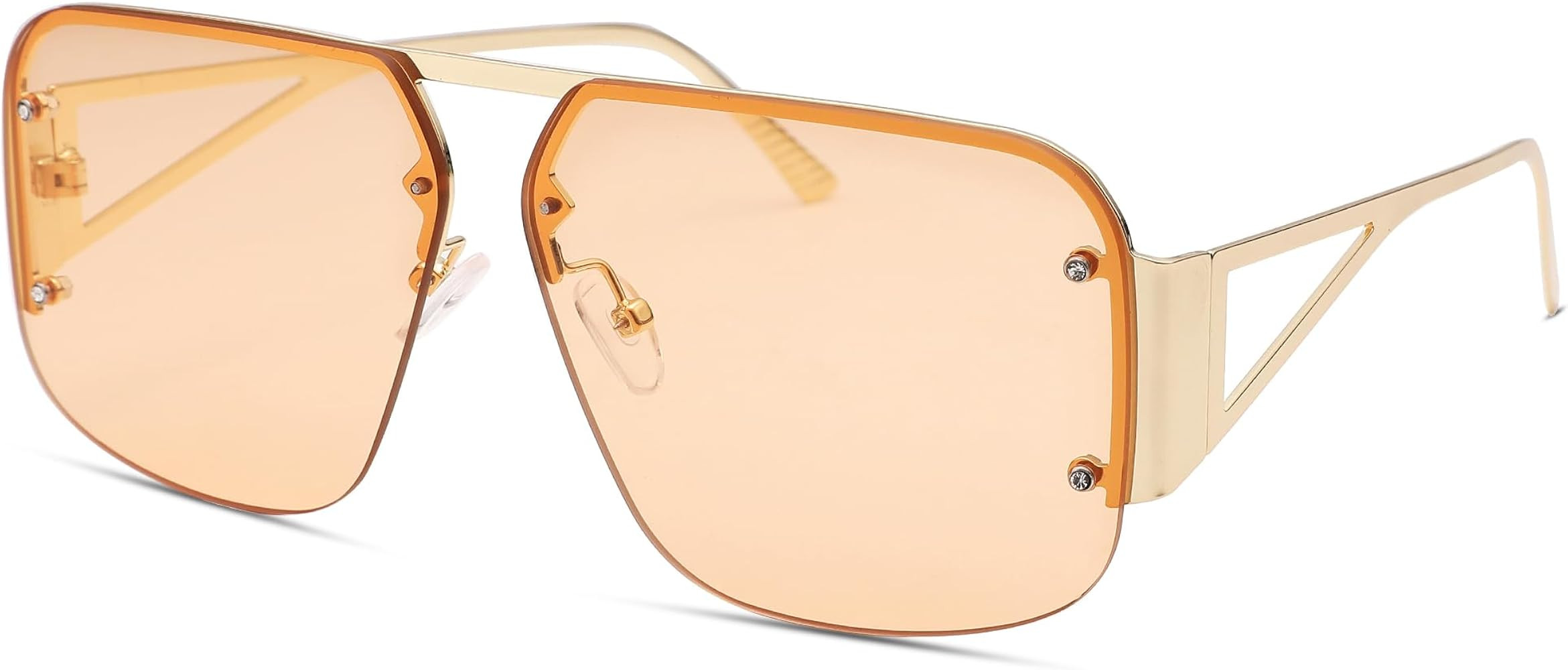 NULOOQ Trendy Aviator Sunglasses for Women – Men Retro Metal Rimless Frame Shades Luxury Design... | Amazon (US)