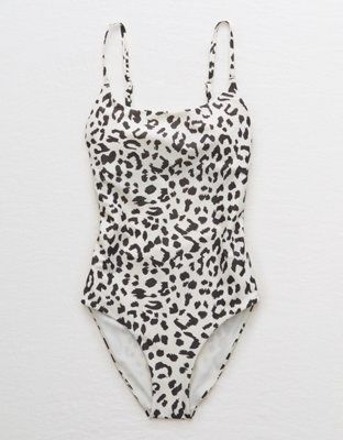 Aerie Leopard Tie Back One Piece Swimsuit | American Eagle Outfitters (US & CA)