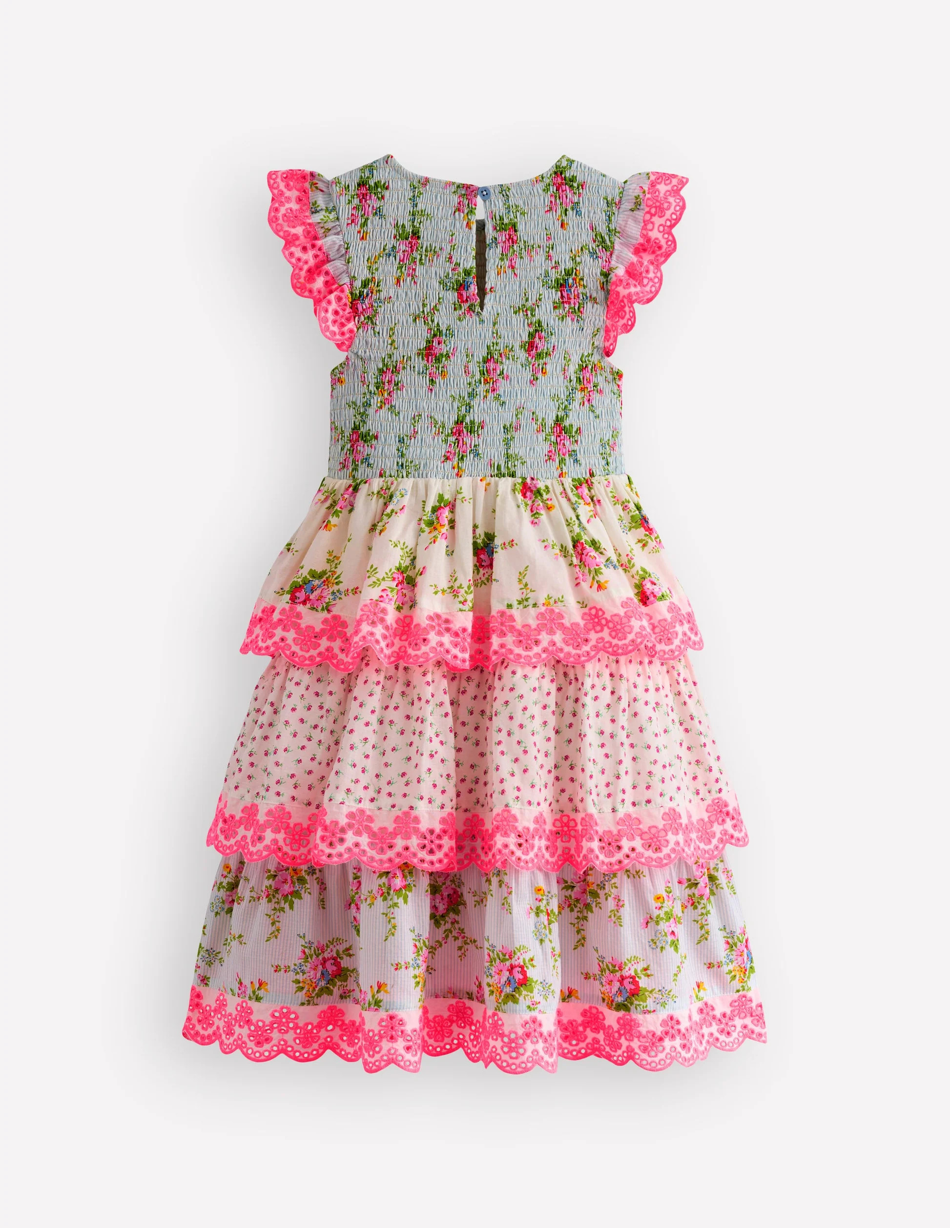 Tiered Lace Trim Dress-Festival Pink Ditsy Rose | Boden (US)