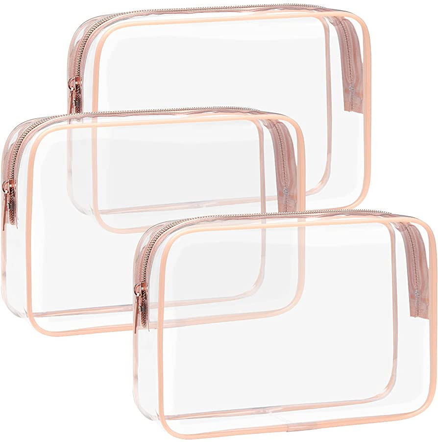 F-color TSA Approved Toiletry Bag 3 Pack Clear Toiletry Bags - Clear Makeup Cosmetic Bags for Wom... | Amazon (US)