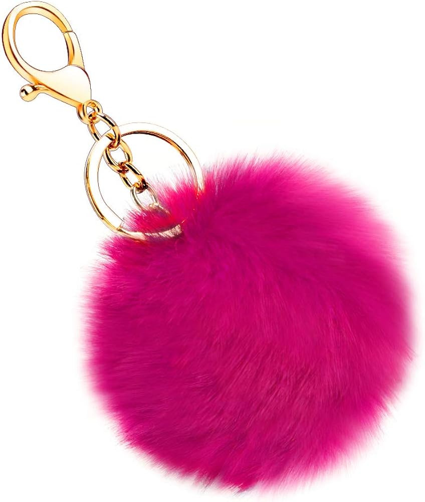 Soleebee Soft Artificial Rabbit Fur Keychain Plush Ball Key Ring Cute Pom Pom Bag Charm for Women... | Amazon (US)
