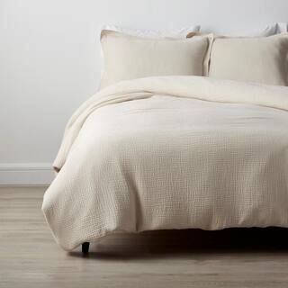 Weaver Organic Natural Solid Cotton Queen Duvet Cover | The Home Depot