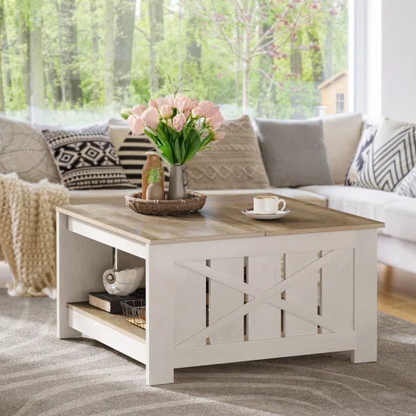 Vesely Farm House 4 Legs Coffee Table with Storage | Wayfair North America