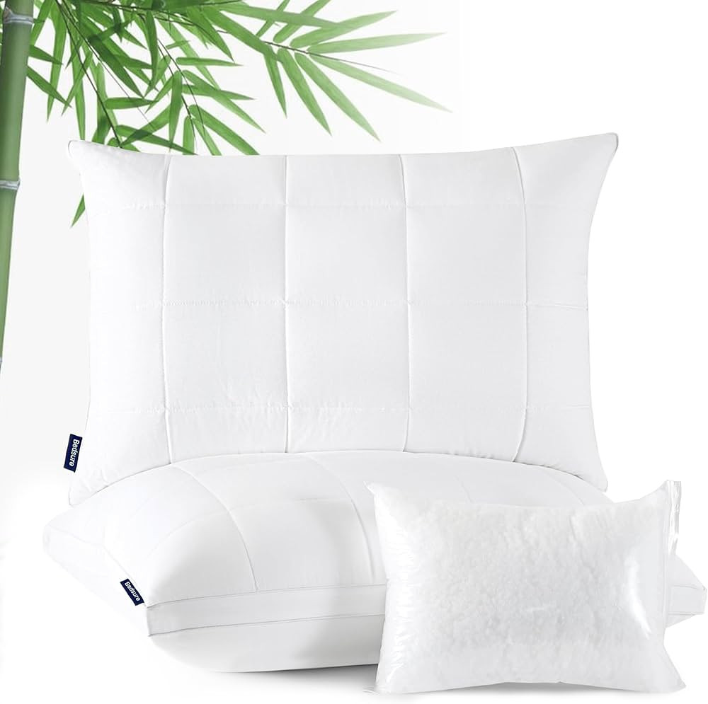 Bedsure Pillows Queen Size Set of 2, Cooling Pillows Rayon Derived from Bamboo, Adjustable Gusset... | Amazon (US)