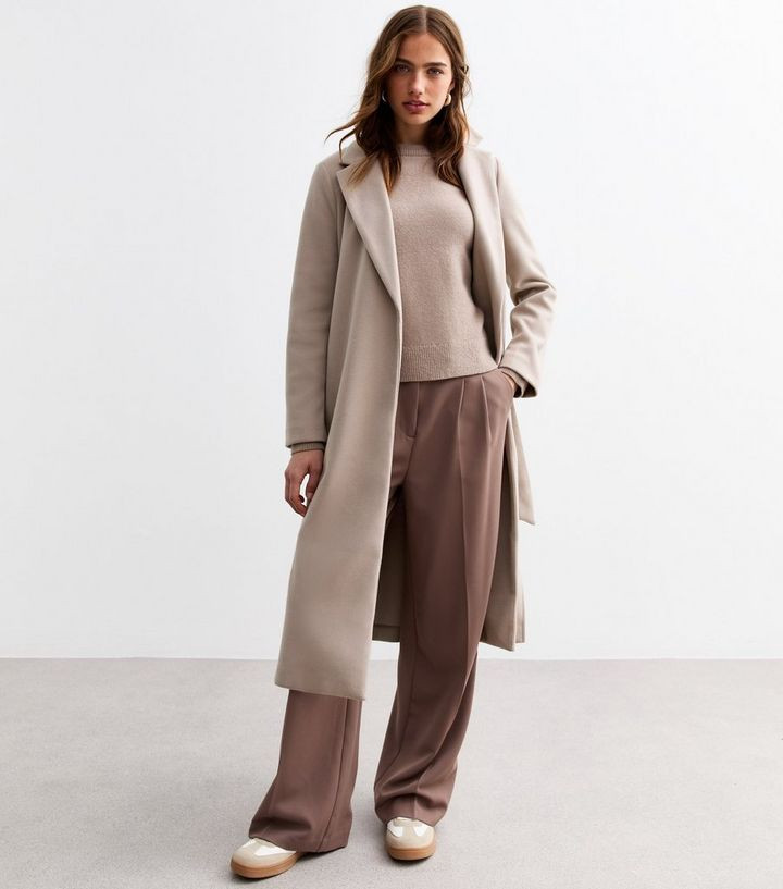 Cream Tailored Unlined Longline Belted Coat  | New Look | New Look (UK)