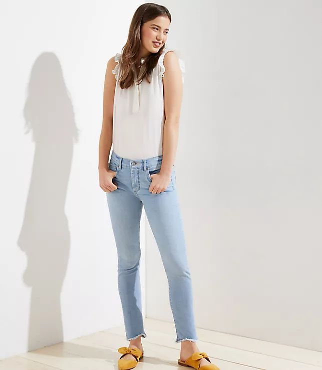 Petite Modern Soft Slim Pocket Skinny Crop Jeans in Staple Light Indigo Wash | LOFT