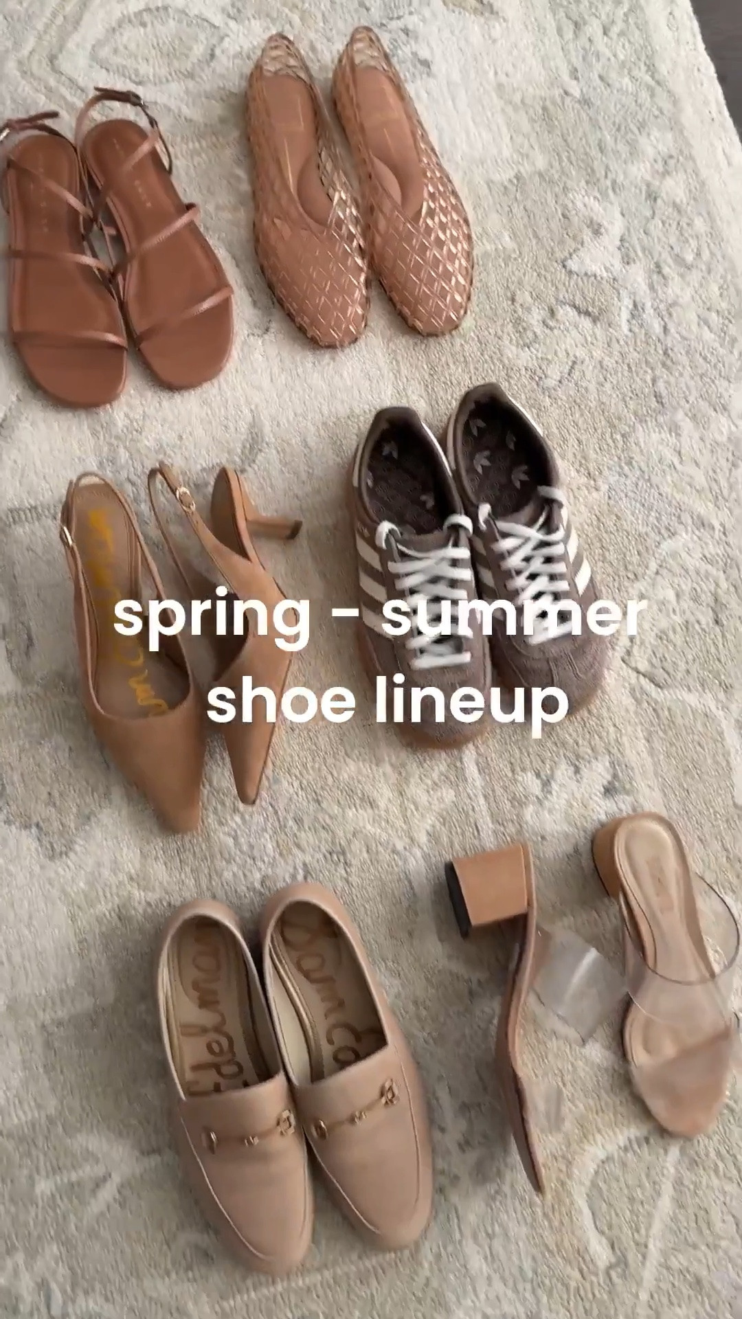 Sizing below! I'm usually a 5 to 5.5 in most brands.
• Marc Fisher strappy sandals 5.5 slightly narrow straps 
• Dolce Vita jelly flats in Mocha size 5, size down if you're a half size
• Sam Edelman slingback heels 5.5 slightly narrow at toes so I went with my bigger half 
• Adidas handball spezial sneakers 5, runs big and fits loose on me but so comfy. would size down half if they made smaller but I love them 
• Sam Edelman Loraine loafers 5.5 very comfy and tts. 
• Schutz clear sandals 5.5
• Sezane ballerina flats US 4 is like a 5 in other brands, worn with heel lifts so they don’t rub my ankles

Spring / summer shoe lineup that covers casual to dressy, work to pool, comfortable travel sneakers

#LTKTravel #LTKmomlife #LTKSeasonal