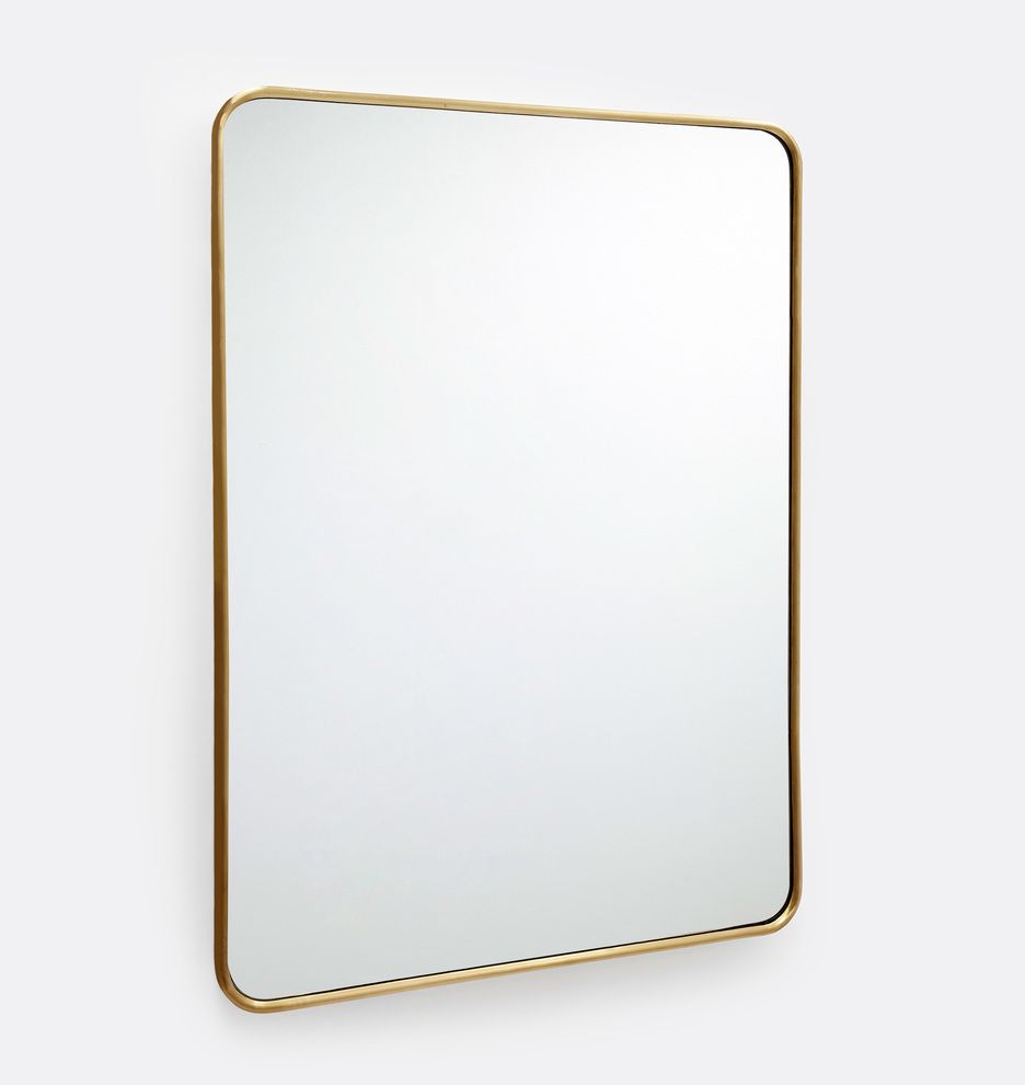 20" x 30" Aged Brass Rounded Rectangle Metal Framed Mirror
 | Rejuvenation | Rejuvenation