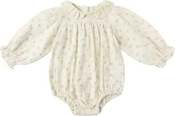 QUINCY MAE Callie Floral Ruffle Collar Organic Cotton Bubble Romper | Nordstrom | Nordstrom
