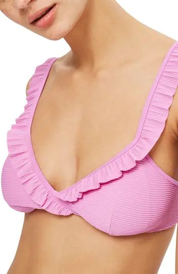 Women's Topshop Rib Frill Crop Bikini Top | Nordstrom