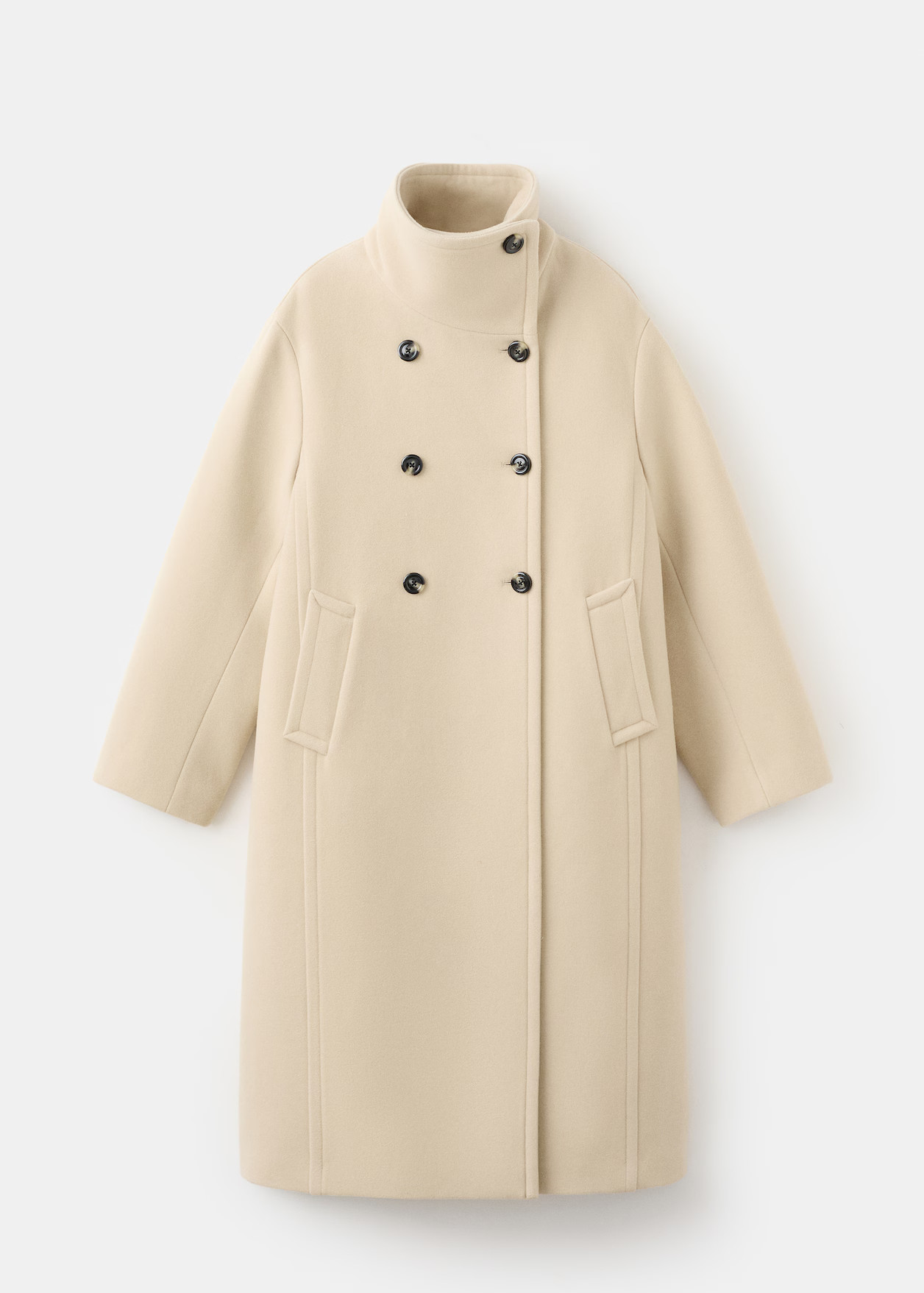 Manteau laine mélangée col cheminée | Mango EU