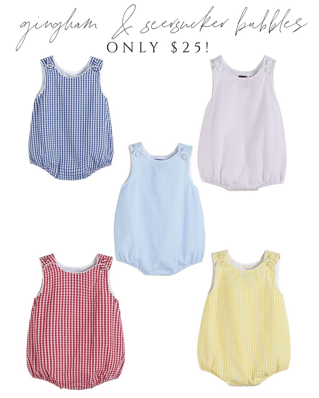 Gingham and seersucker baby bubbles on sale only $25 each!

#LTKKids #LTKSaleAlert #LTKBaby