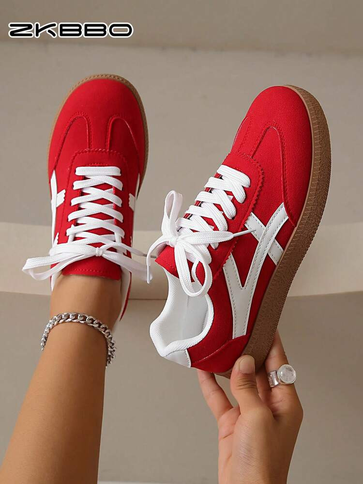 ZKBBO Women's Casual Sneakers, Flat, Lightweight, Comfortable For Fitness, Walking, Skateboarding | SHEIN