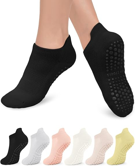 Aoliks 6 Pairs Pilates Grip Socks for Women, Non-slip Yoga Athletic Socks for Barre Ballet Barefo... | Amazon (US)