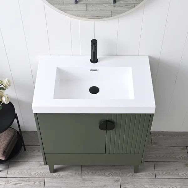30 Inch Freestanding Bathroom Vanity with Sink, Wood Bathroom Vanity Cabinet with Acrylic Sink | Wayfair North America