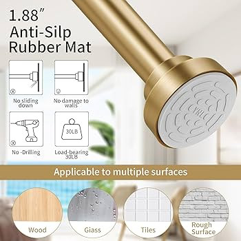 YNL Shower Curtain Rod 34-82 Inches (2.8-6.8ft) Adjustable Spring Shower Rod No Drilling, Non-Sli... | Amazon (US)