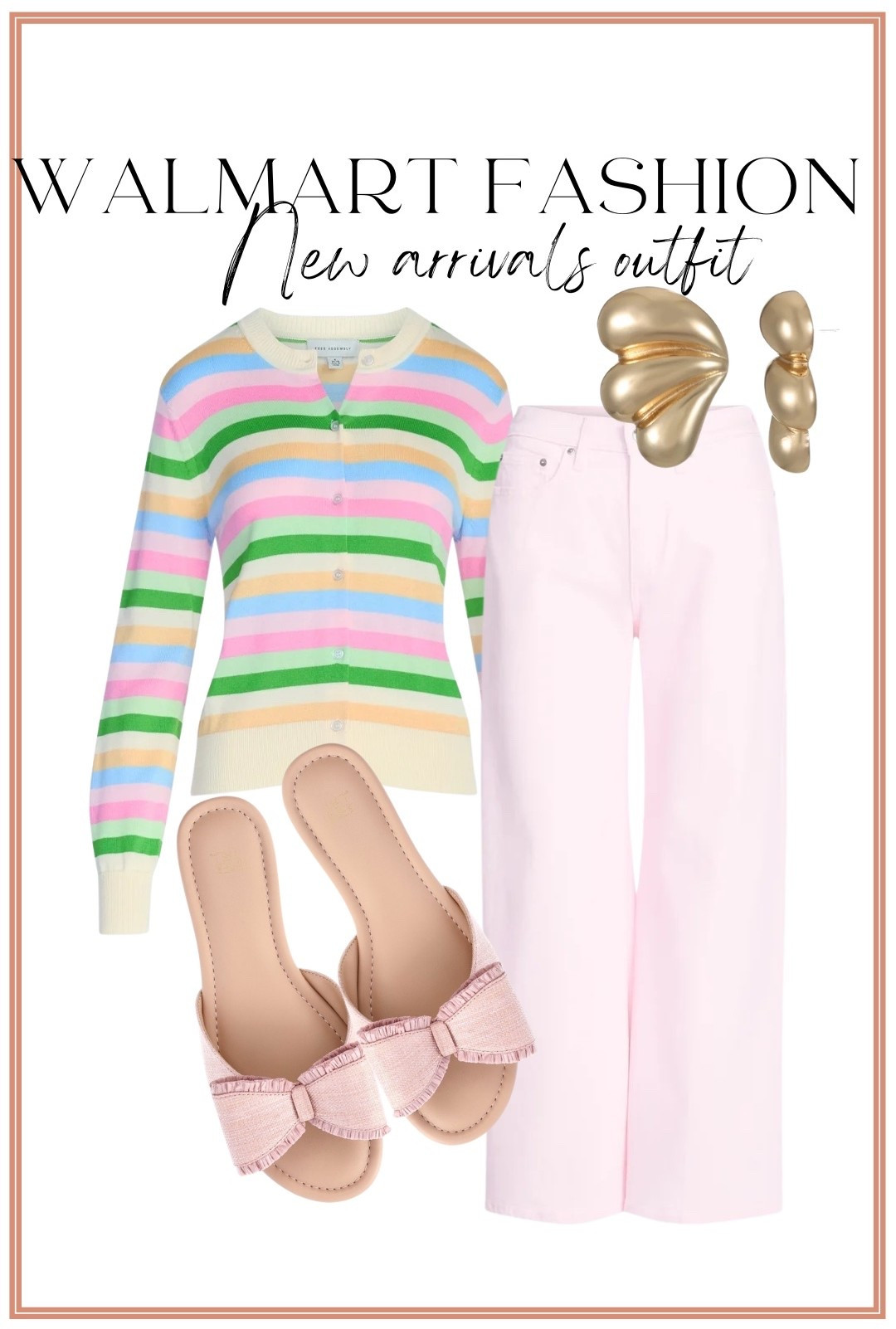 Okay THIS outfit just makes me happy 🌈💗 the colors, the textures, the girly details… obsessed!

This Walmart outfit is giving playful spring vibes with this rainbow stripe cardigan (so soft + lightweight!) paired with the prettiest pink jeans. Added these bow slides for the cutest feminine touch and gold statement earrings to elevate the whole look.

Such a fun way to add color into your wardrobe while still keeping it wearable for everyday ✨

#walmartfashion #colorfuloutfits #springstyle #pinkjeans #affordablefashion #outfitinspo #walmartstyle #rainbowstyle #femininefashion #everydayoutfits #styleonabudget #springfashion #cuteoutfits #walmartfinds

#LTKootd #LTKPetite