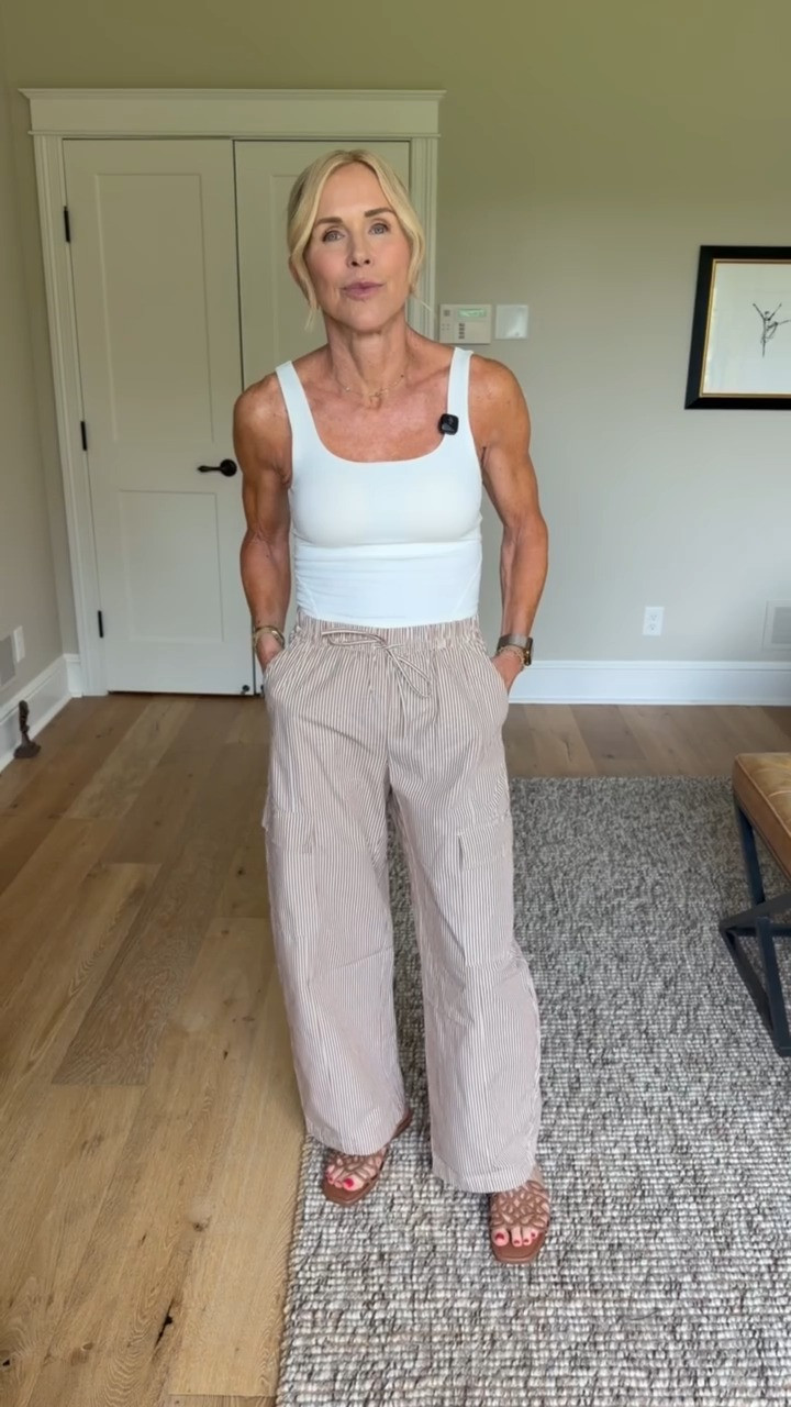 Loving this pair of cargo pants from Target. And the striped detailing, who knew I would love them so much. I paired with an Athletic tank for a tighter look.

#LTKdayinmylife #LTKmomlife #LTKOver40
