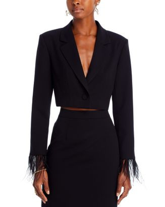 WAYF Kismit Cropped Feather Trim Blazer Back to results -  Women - Bloomingdale's | Bloomingdale's (CA)