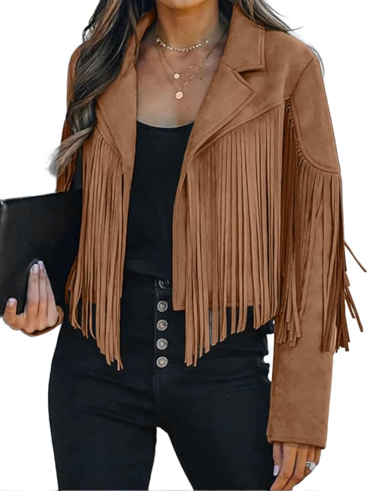 Faux Leather Jackets for Women Trendy Autumn Jacket with Western Fringe Cropped Jacket 2025 Tasse... | Amazon (DE)