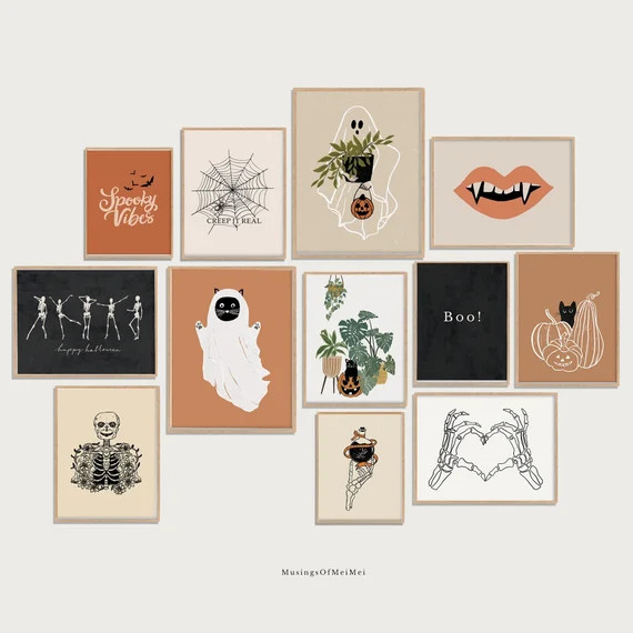 Halloween Art Mega Bundle Set, Set of 12, Halloween Gallery Wall, Halloween Printable Wall Art, P... | Etsy (US)