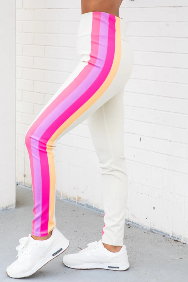 Go The Extra Mile Beige Colorblock Leggings | Pink Lily