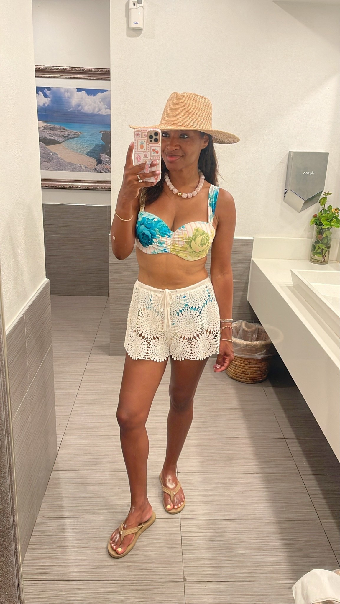 Wearing my cup size in the Bikini top, size 6 or a medium in the bikini bottoms. And size small in the coverup shorts

#LTKgrwm #LTKootd #LTKSwim