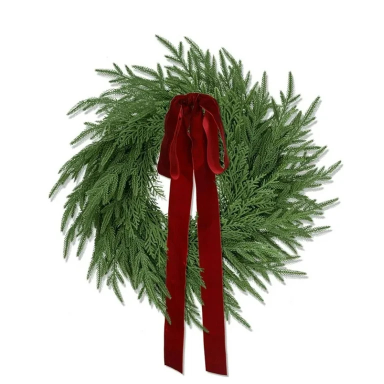 My_Texas_House 24" Norfolk Pine & Cedar Wreath for Front Door, Artificial Christmas Wreath Season... | Walmart (US)