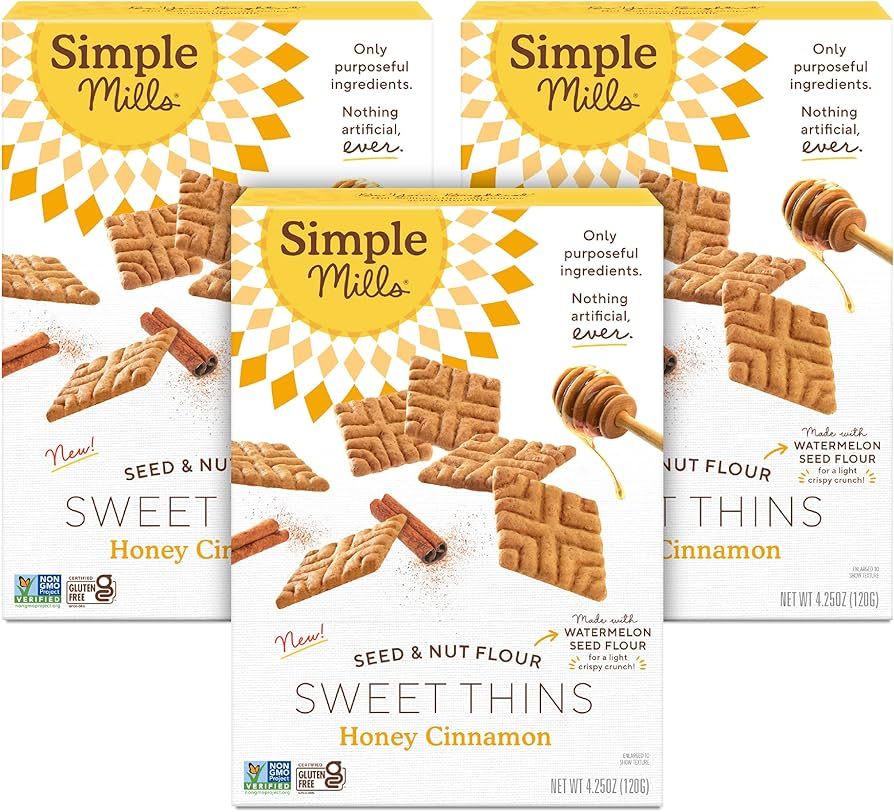 Simple Mills Honey Cinnamon Seed & Nut Flour Sweet Thins, Paleo Friendly & Delicious Sweet Thin C... | Amazon (US)