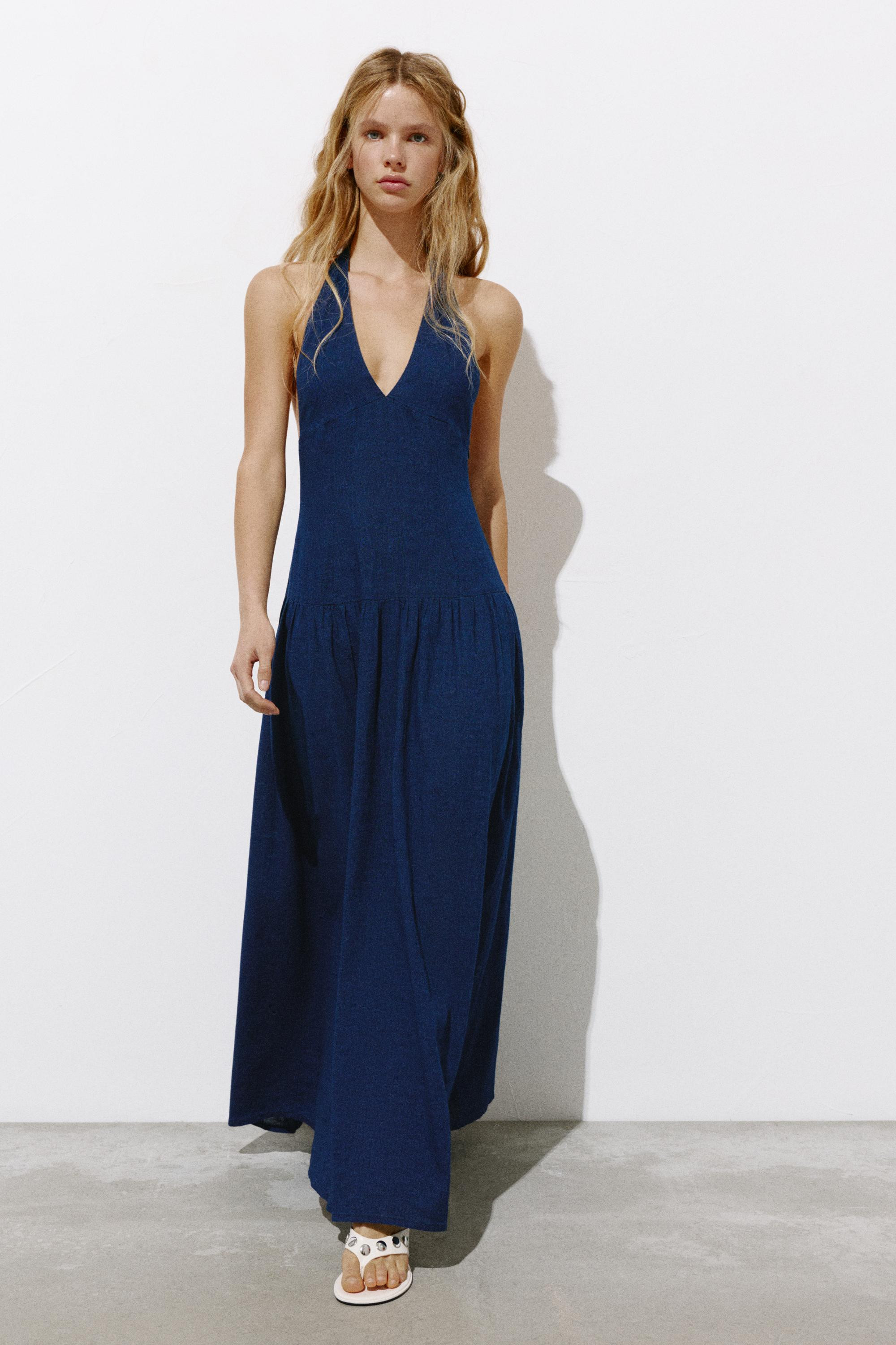 Langes Jeanskleid mit Neckholder | Pull&Bear Deutschland | PULL and BEAR DE