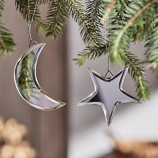 Star + Moon Mirrored Ornaments, Set of 2 | Terrain