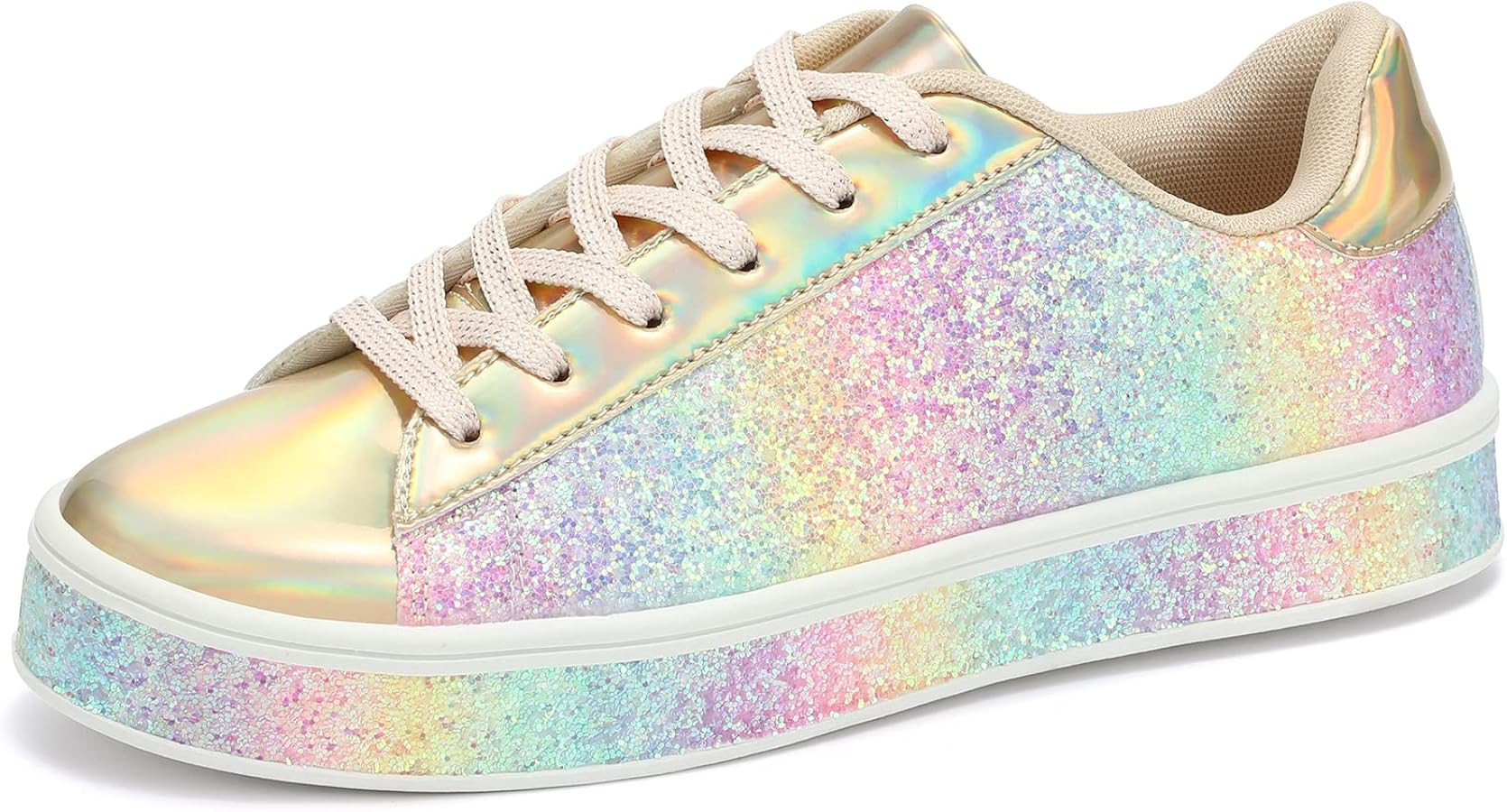 UUBARIS Women's Glitter Tennis Sneakers Neon Dressy Sparkly Sneakers Rhinestone Bling Wedding Bri... | Amazon (US)