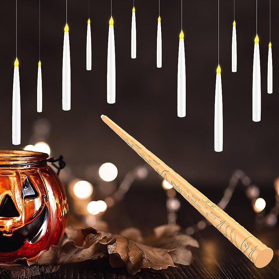 Halloween Decorations, Floating Candles with Magic Wand Remote, 6.6" Flameless Candles Battery Op... | Amazon (US)