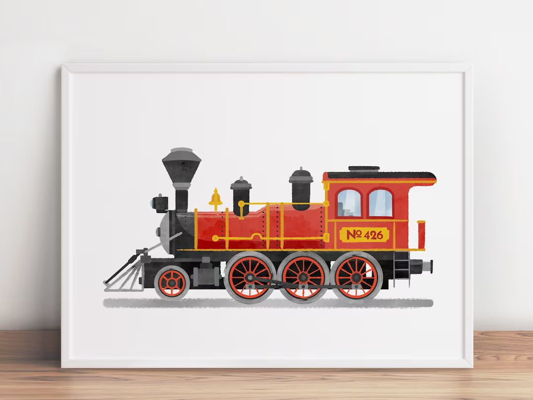 Locomotive Print, Train Printable Decor, Railroad Art, Steam Engine Art, Transportation Art, Todd... | Etsy (US)