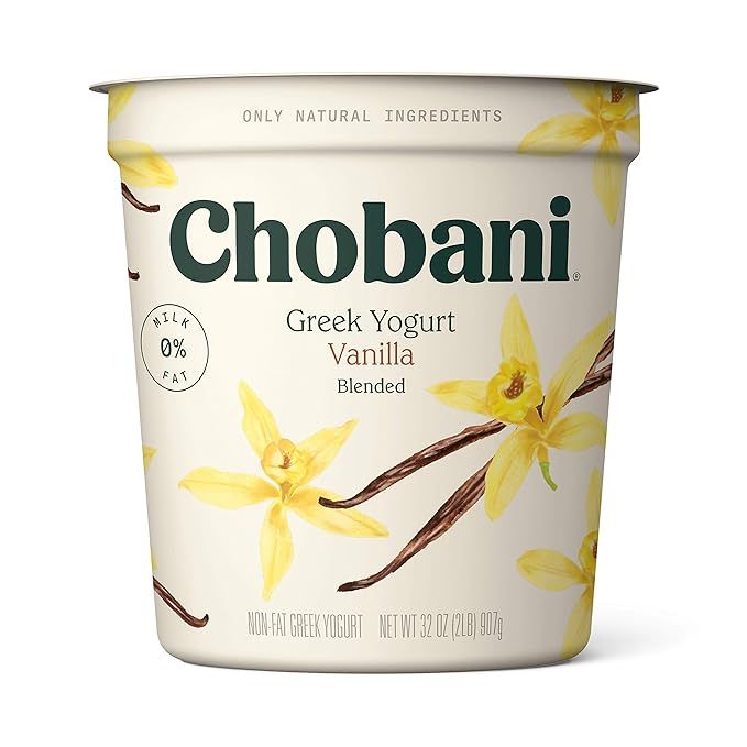Chobani Non-fat Greek Yogurt, Vanilla Blended, 32 Ounce | Amazon (US)