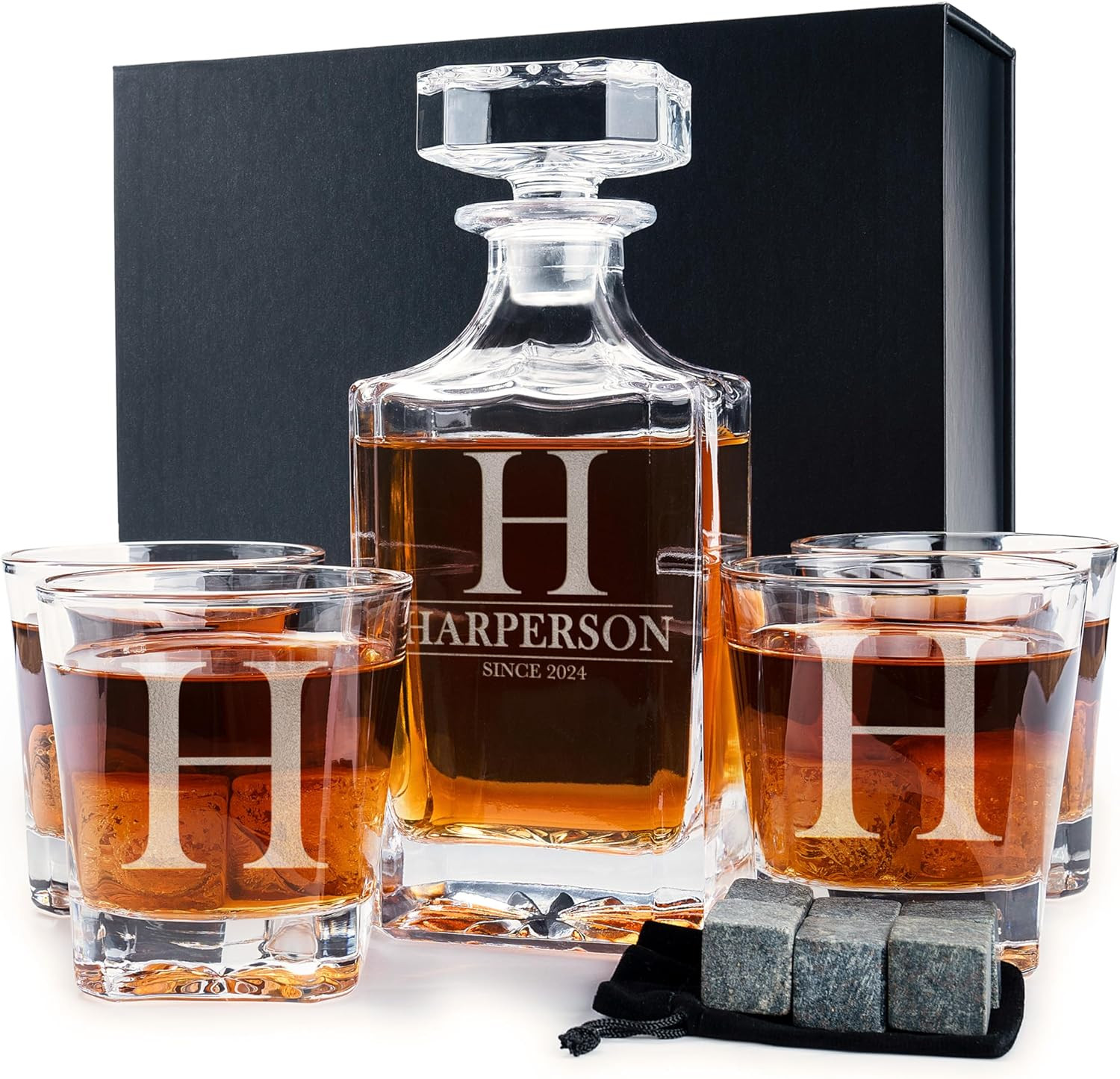 Personalized 5 pc Whiskey Decanter Set - 9 Design Options - Limited Edition, Custom Liquor Decant... | Amazon (US)