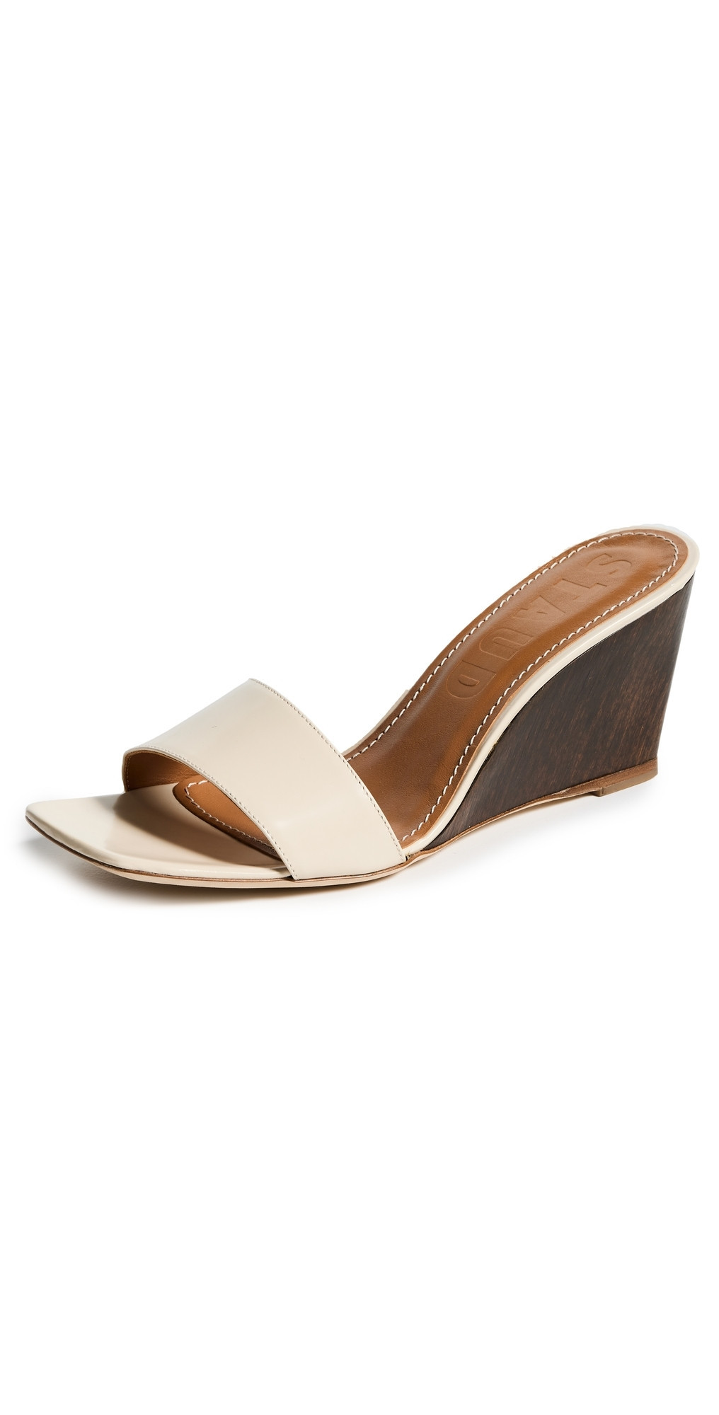 STAUD Billie Wedge Sandals Cream/Wood 39.5 | Shopbop