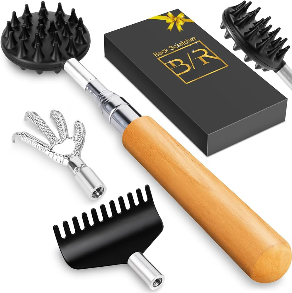 TUKUOS Telescoping Back Scratcher with 4Pcs Detachable Scratching Heads/Bamboo Handle, Stocking S... | Amazon (US)