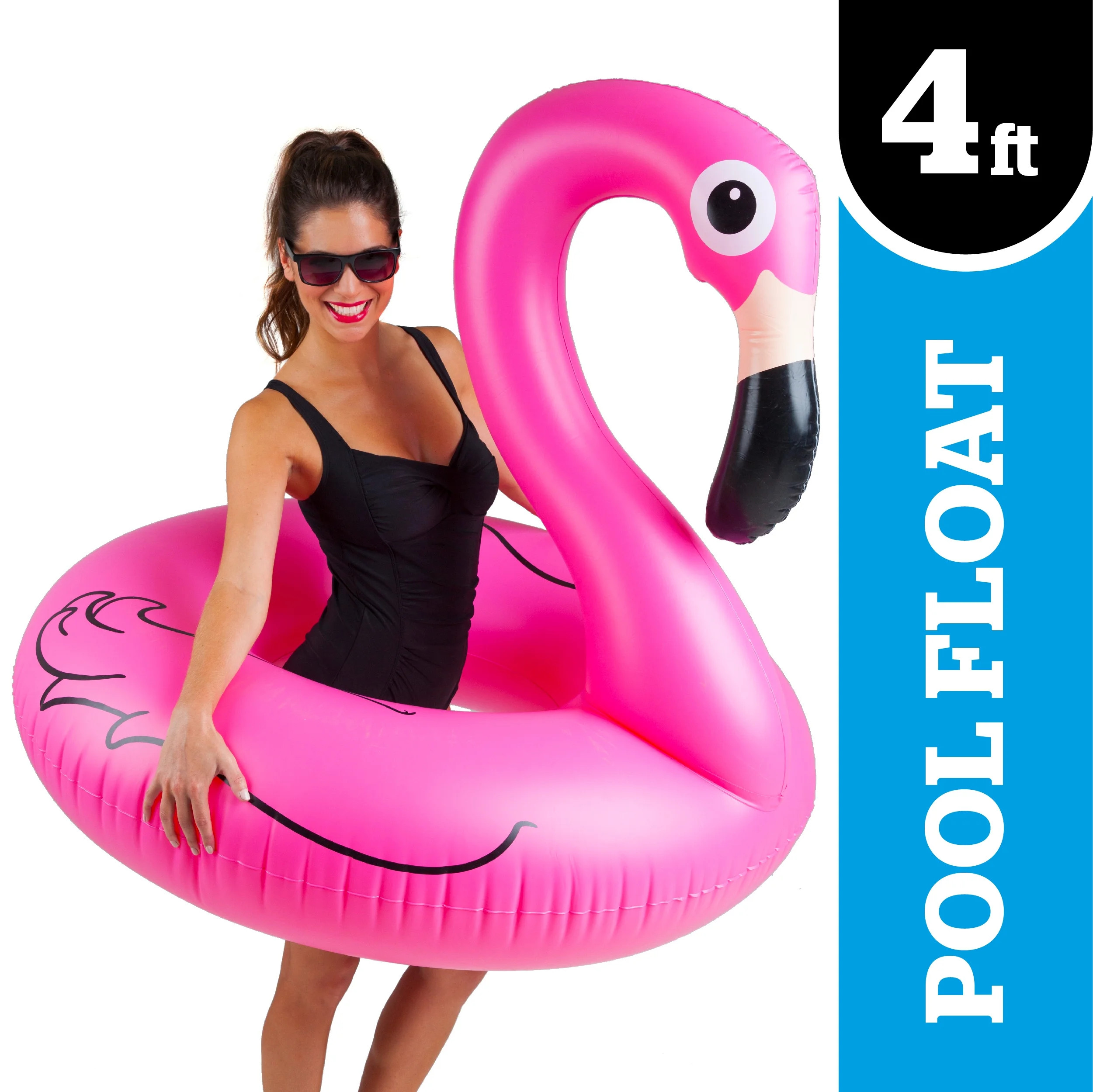 BigMouth Inc Pink Flamingo Pool Float, Inflates to Over 4ft. Wide, Funny Inflatable Vinyl Summer ... | Walmart (US)