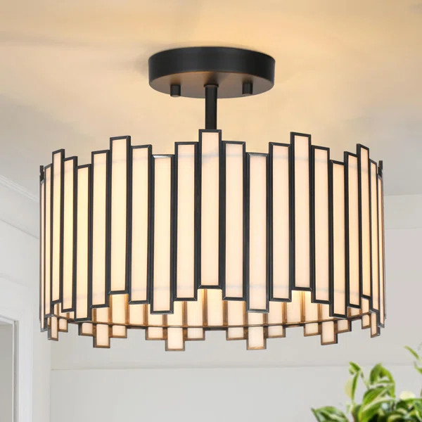 Atchison 3 - Light 13'' Shaded Drum Semi Flush Mount | Wayfair North America