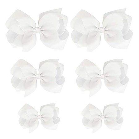 HLIN Toddler Girls 6PCS White Hair Bow Clips Matching American Girls Doll & Girls (6inch 2 4.5inch 2 | Walmart (US)