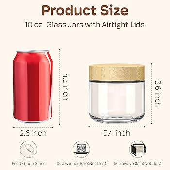 4 Pack 10oz Overnight Oats Containers with Bamboo Lids, Glass Jars with Airtight Lids for Meal Pr... | Amazon (US)