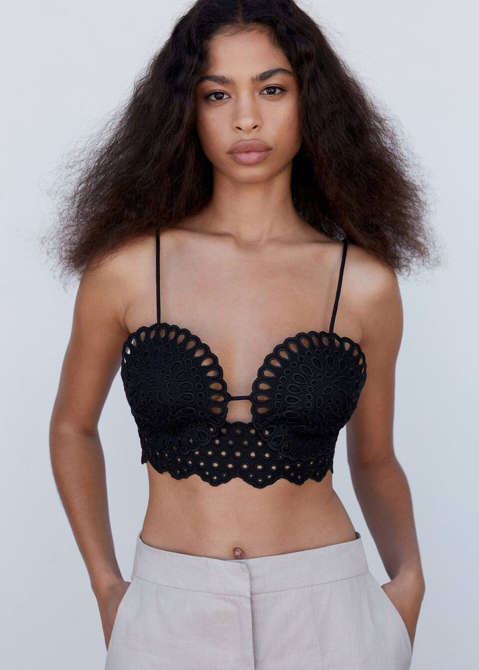 Openwork Knitted Crop Top | MANGO (UK)
